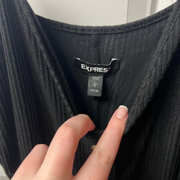 Express Black Ribbed Sleeveless Slip Midi Dress, Large - Picture 2 of 5